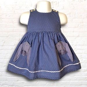 April Cornell Baby Blue Bunny Polka Dot Dress
